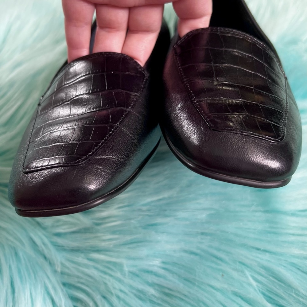 Antonio Melani 90s Black Soft LEATHER Black Crocodile Print Loafers Women’s 8 - Picture 8 of 13